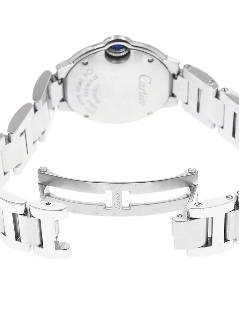 CARTIER Baron blue SM W69010Z4 Silver Dial Quartz Ladies Watch_971078